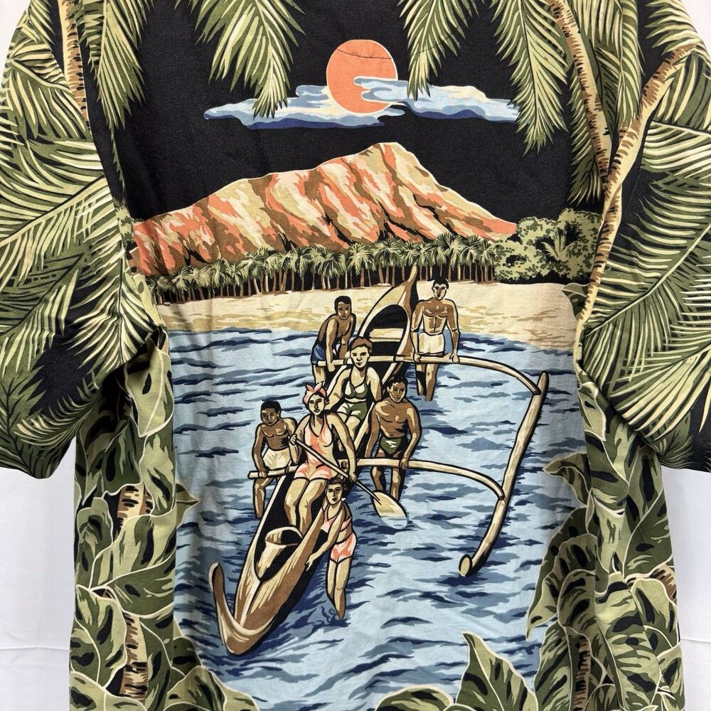 Kalaheo Kamehameha Hawaiian Aloha Camp Shirt L Diamond Head Vtg Boat Sun Surf - Picture 6 of 7